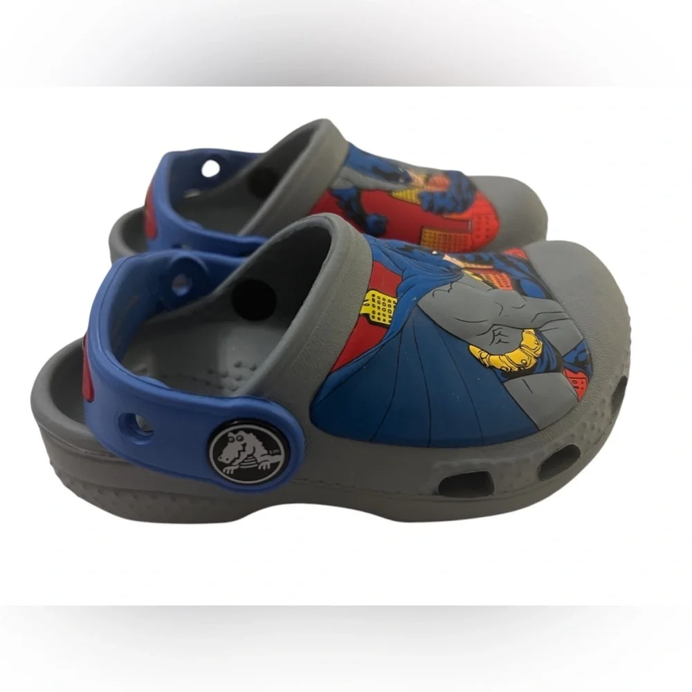 Crocs BATMAN Little Boys Size 4/5 C Comic DC Shoes Sandals Clogs Rare Children - Picture 5 of 8